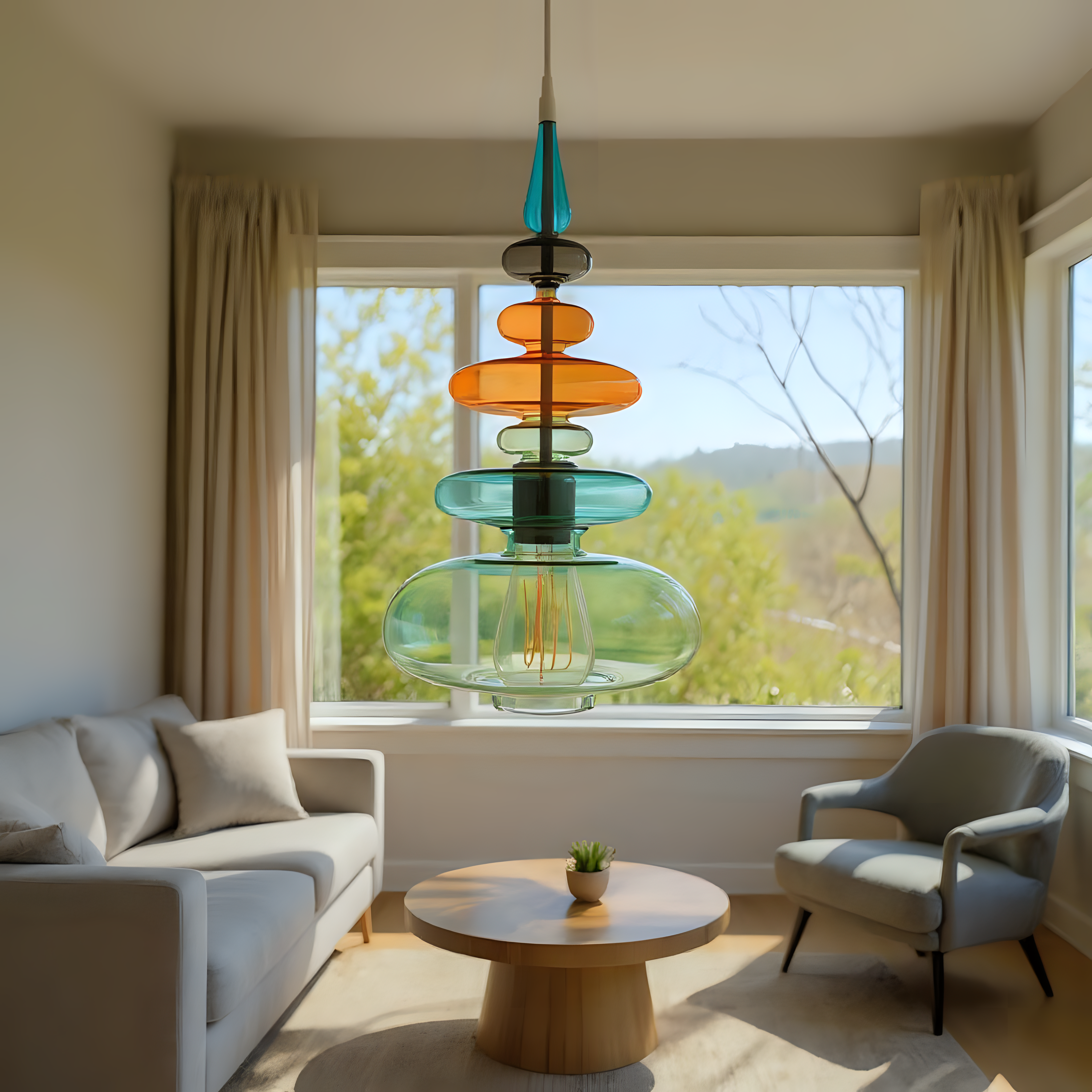 Hand Blown Glass Pendant Light
